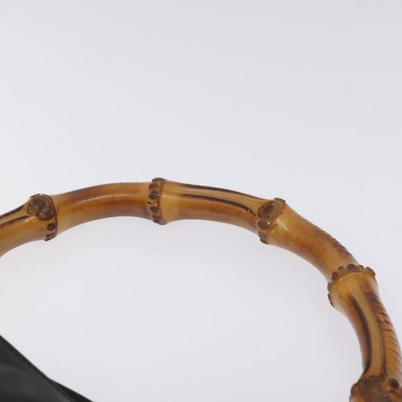 GUCCI Bamboo Hand Bag Leather Black Gold 001 0166 001 0166 - Picture 8 of 12